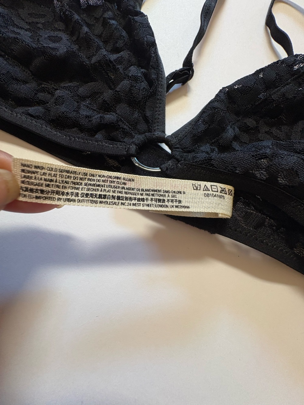 Free People Lace Triangle Bralette with Front Ring - Black S - Picture 6 of 10